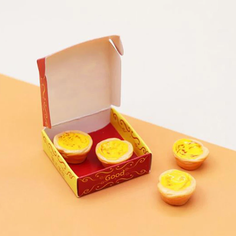 

1:12 Miniature Dollhouse Egg Tart For Pretend Mini Food Doll House Kitchen Accessories 2 Boxes