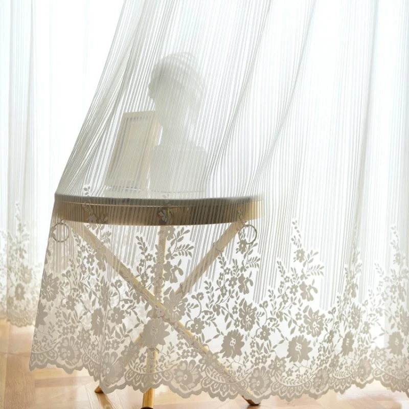 

European-style white lace tulleCurtains for Living Dining Room Bedroom balcony Semi-shading yarn romantic window screen custom