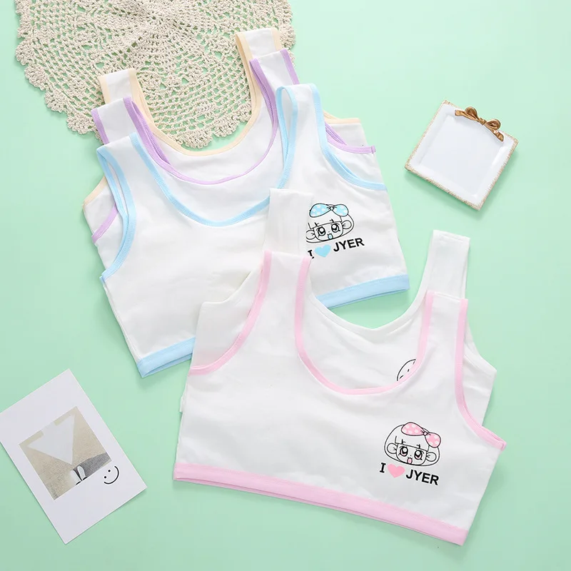 

Бюстгальтер для девочек 3 шт./лот, хлопковый дышащий топ-труба, жилет для развития месячных, летнее студенческое нижнее белье для первых деву...