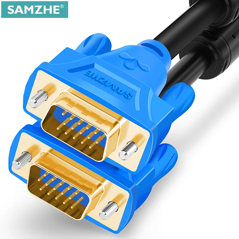 

VGA-кабель SAMZHE 1080P, двойной с ферритовыми кольцами, кабель 3 + 6 D-SUB для монитора проектора