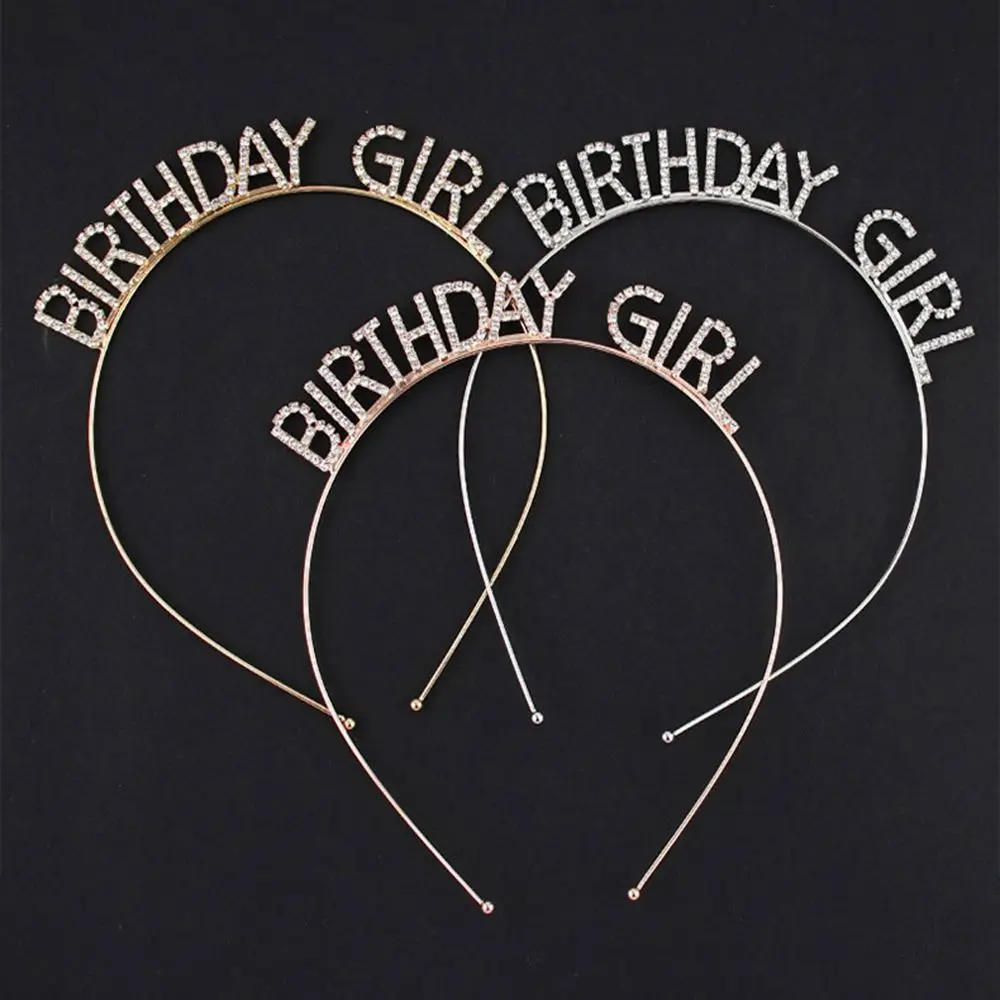 

Decoration Birthday Hat Headdress Female Jewelry Happy Birthday Headband Rhinestone Crown Korean Style Hair Hoop