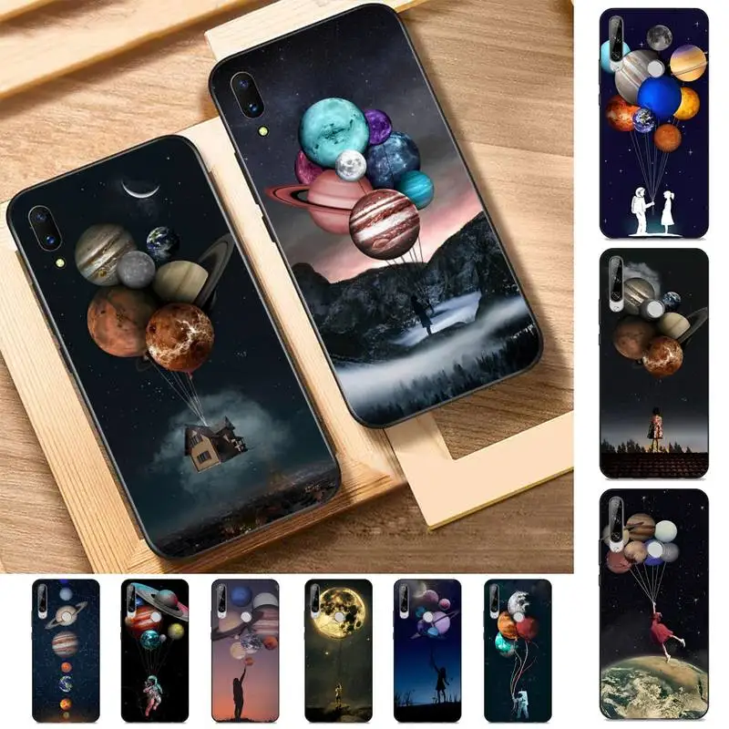 

Sky Space planet Moon stars Soft Phone Case for Huawei Y 6 9 7 5 8s prime 2019 2018 enjoy 7 plus