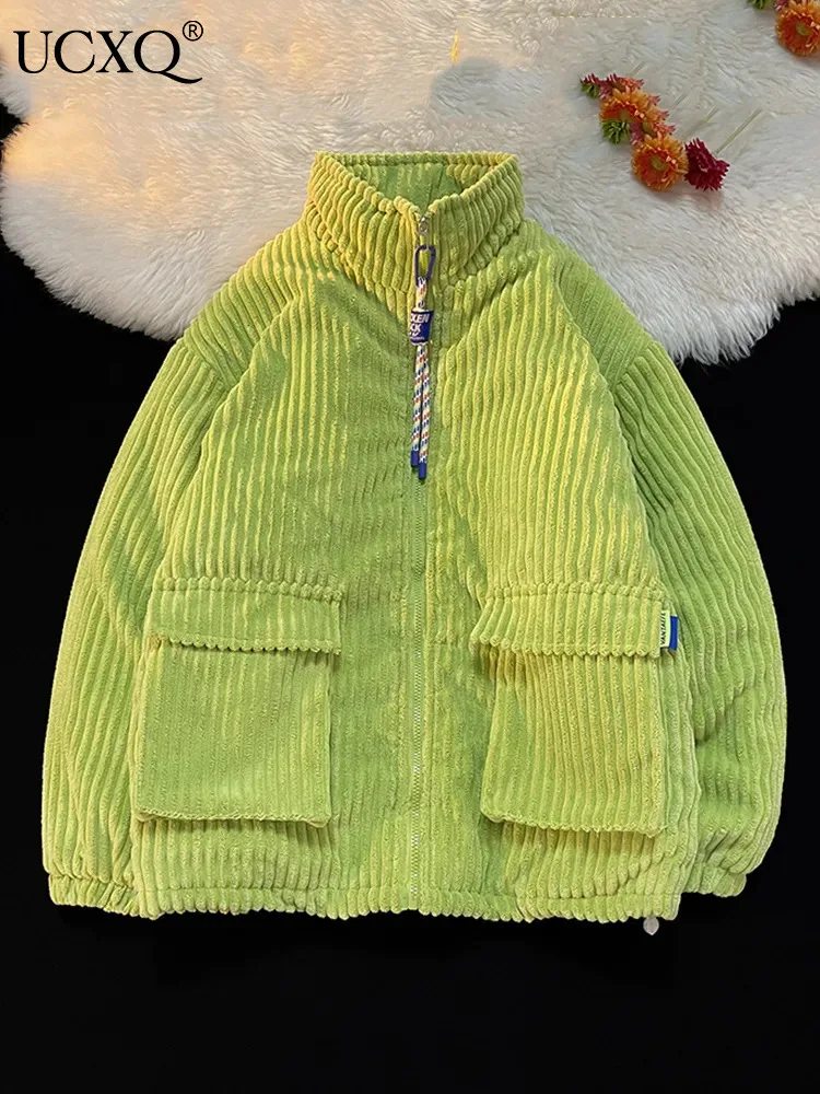 

Утепленная Вельветовая куртка UCXQ для женщин, с воротником-стойкой и длинным рукавом, на молнии, зимнее Свободное пальто, осень 2023, новая верхняя одежда для хлеба 23A511