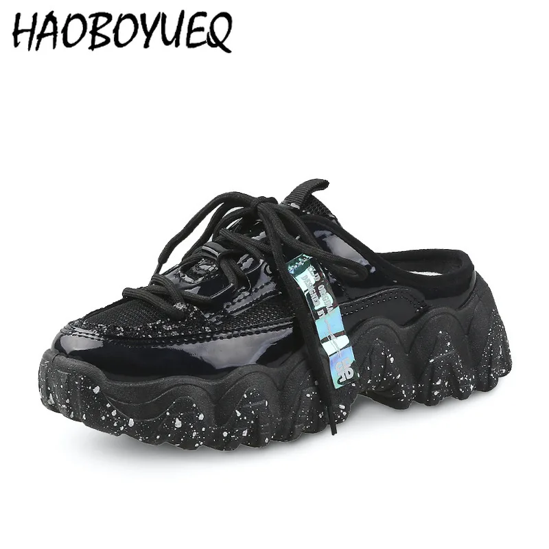 

Old Daddy Shoes Women Vulcanized Platform Lazy Casual Sports Shoe Female Half Slippers Breathable Running Walking Sneakers Tenis