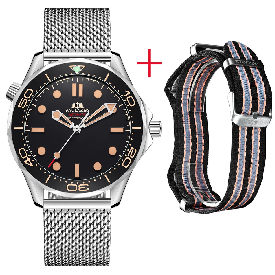 

New Luxury Brand PAULAREIS Men Mechanical Wrist Watch Automatic Male Watch Luminous 42mm military Sports watch Relogio Masculino