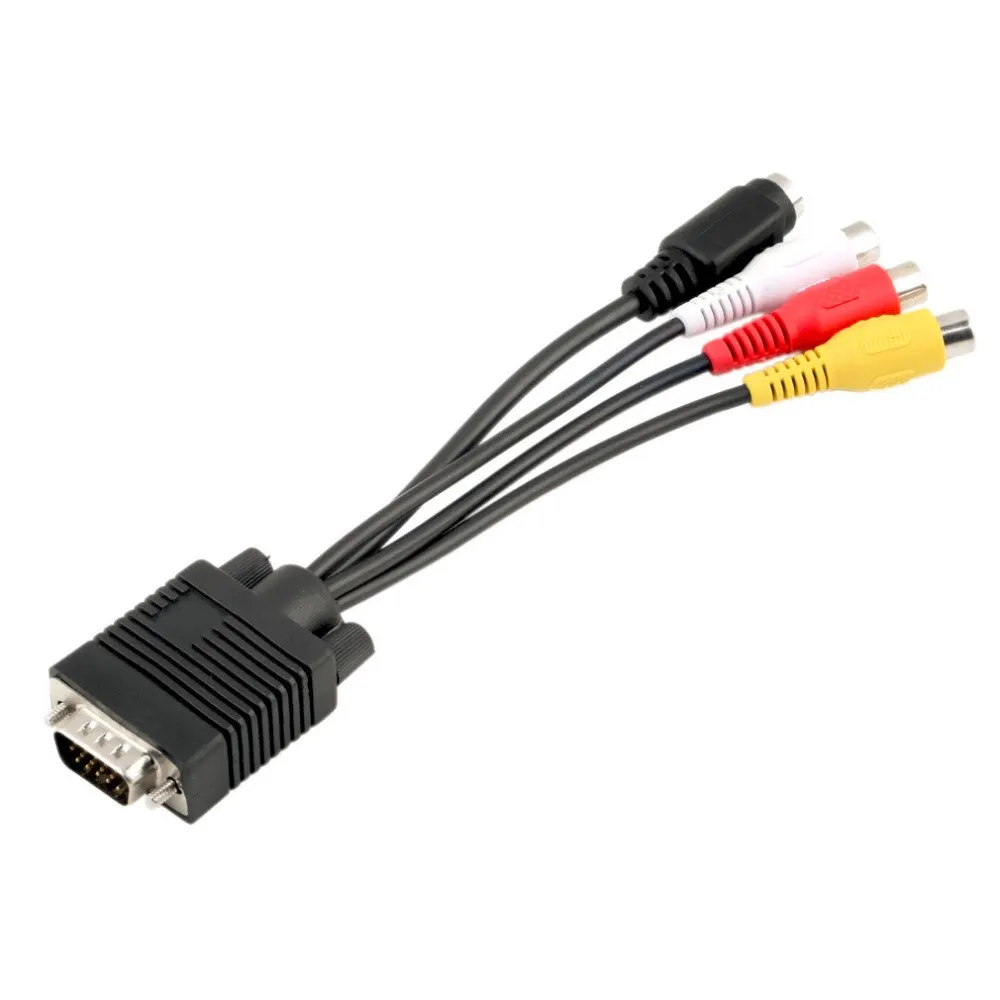Черный 1 шт. 3 RCA гнездовой преобразователь кабель Новый VGA для видео ТВ выход S-видео AV адаптер Новинка Прямая поставка оптовая продажа