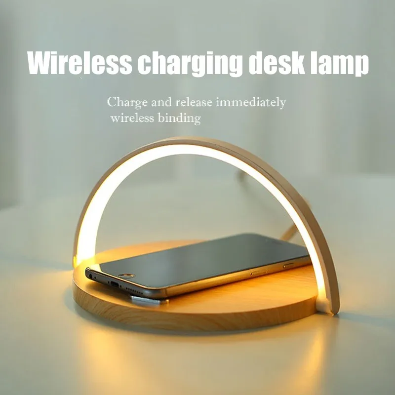 

Qi Wireless Charger LED Table Lamp DC5V 10W USB Charging LED Desk Lamp Light Adjustment Table Bedside Lamp With Phone Holder