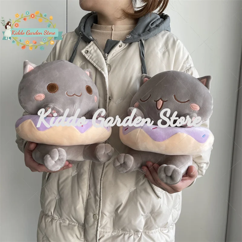 Симпатичная серая подушка в виде улыбки кошка-пончик плюшевые игрушки мягкие