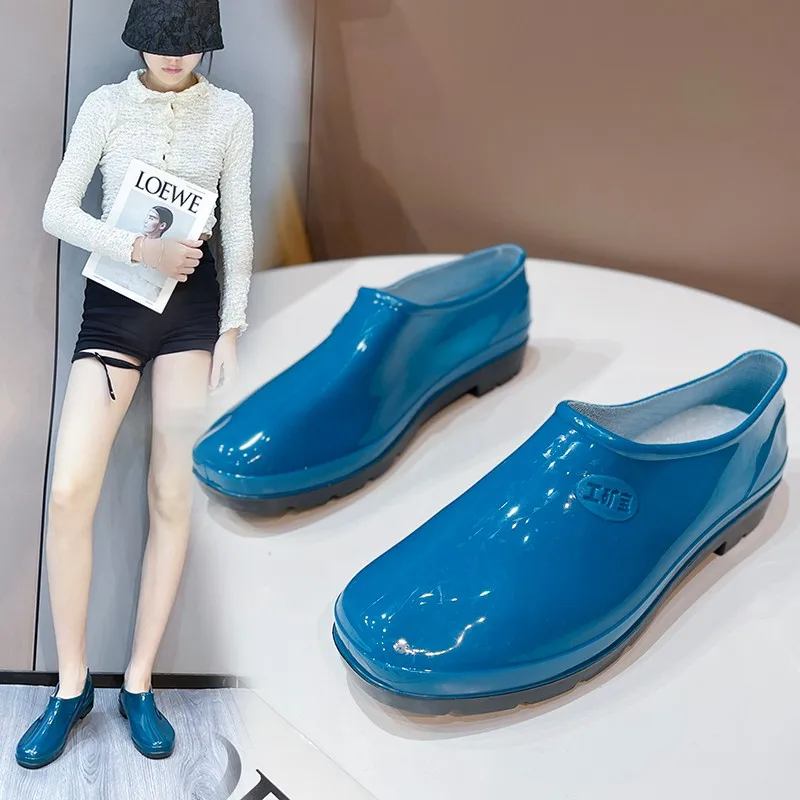 

Rainshoes Waterproof Shoes Rain Boots Rubber Shoe Cover Fashion Rubber Boots Female Adult Kitchen Car Wash Non-Slip Short Tube