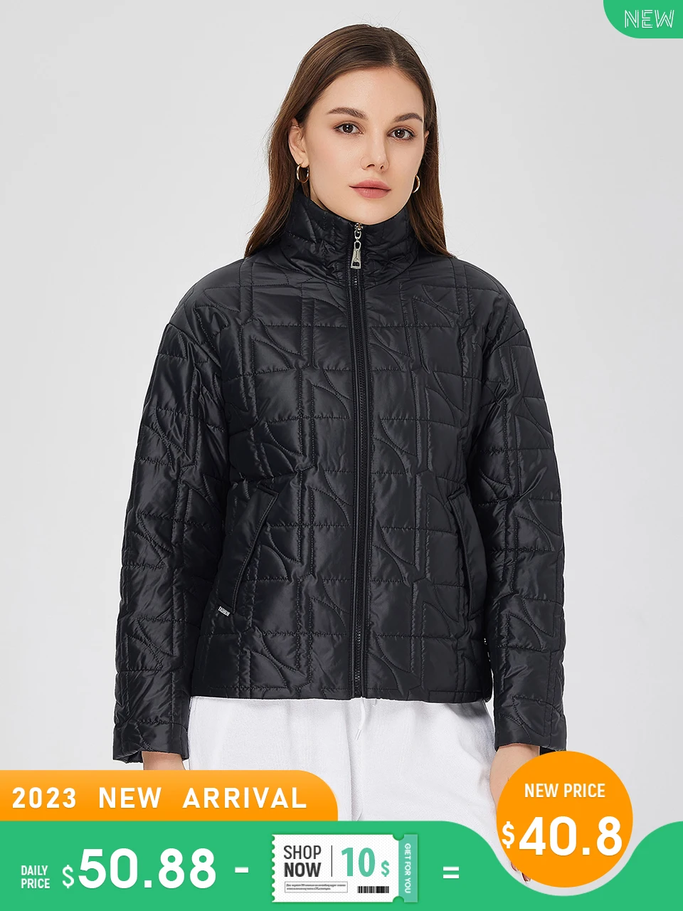 

ZIAI 2023 Spring Autumn Classic short jacket Zip stand collar Casual Thin Cotton coat women Fashion Women's parkas ZM-20348