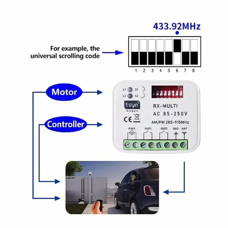Фото #   Лучший выбор: универсальный Wi-Fi приемник для гаражных ворот Tuya AC 85-250V RX-Multi 280-915Mhz, переключатель для умного дома Smart Life №3
