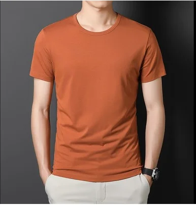 

A1532 White Black Short-sleeved Men's Clothing Slim Round Neck Bottoming T Shirt Trendy Casual