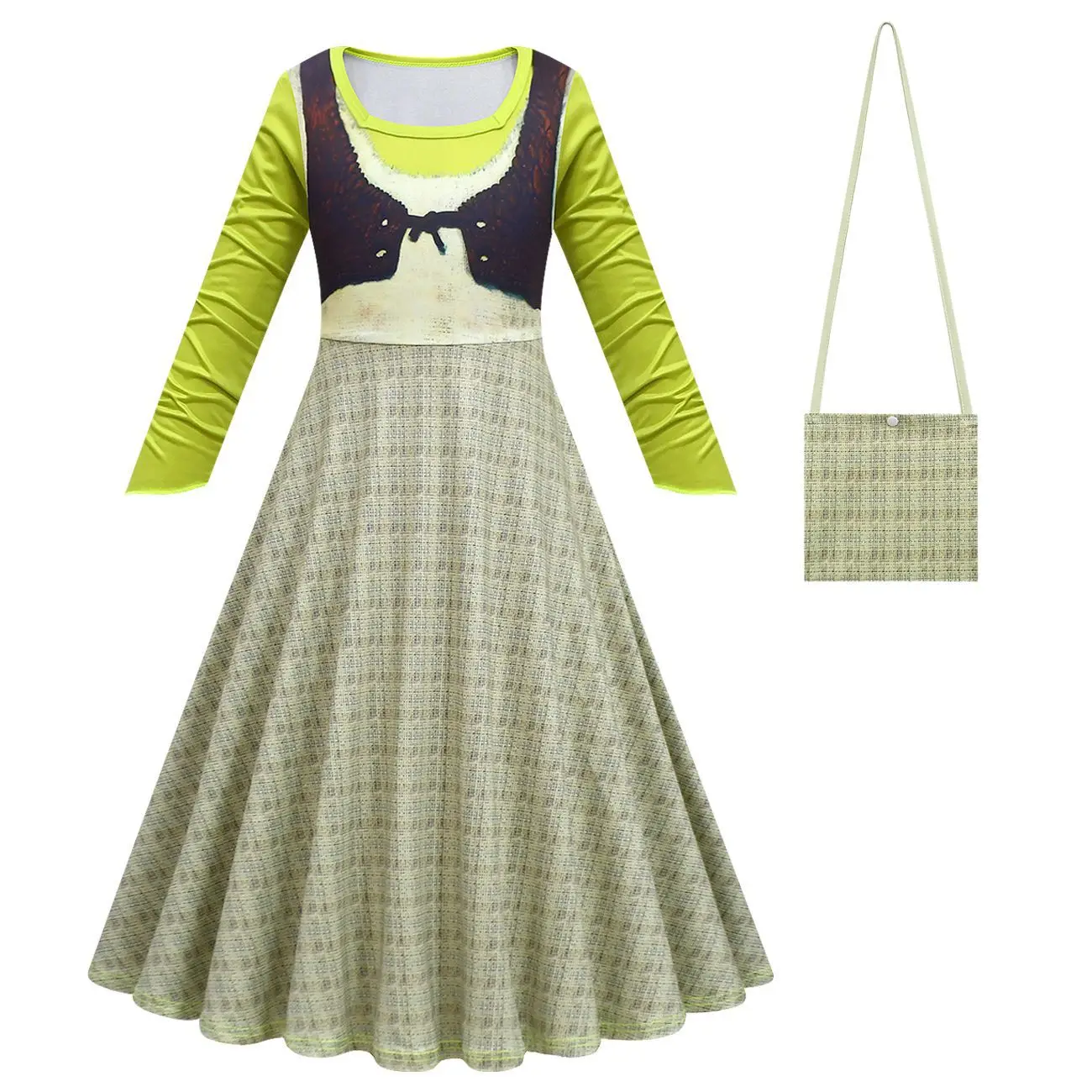 Косплей Костюм Fiona шрекс для девочек платье принцессы Фиона комплекты с сумкой и