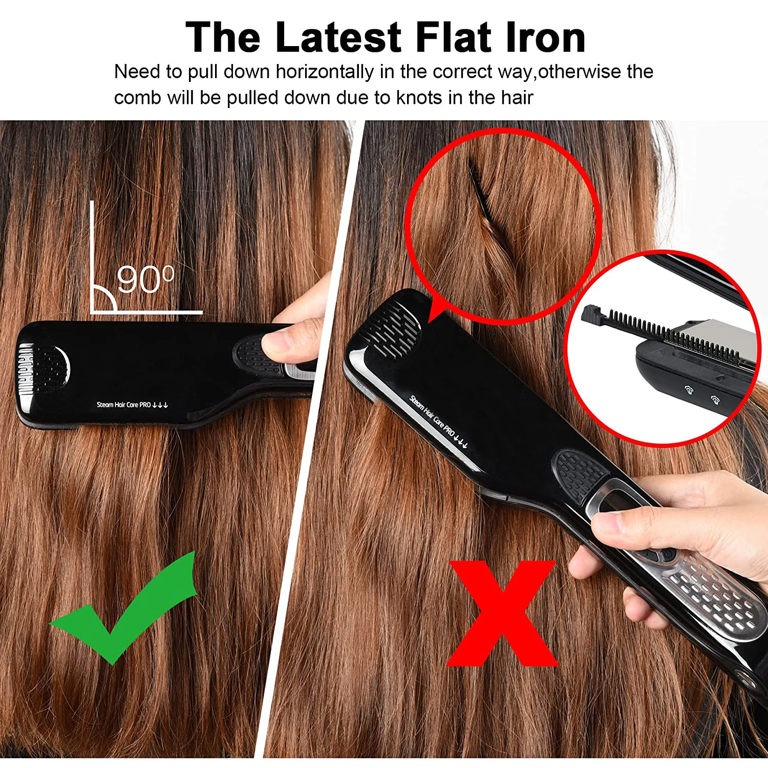 Electric Steam Hair Straightener Professional Ceramic Wide Hair Curling Flat Iron Hair Plates Lcd Display Hot Comb Straightening images - 6