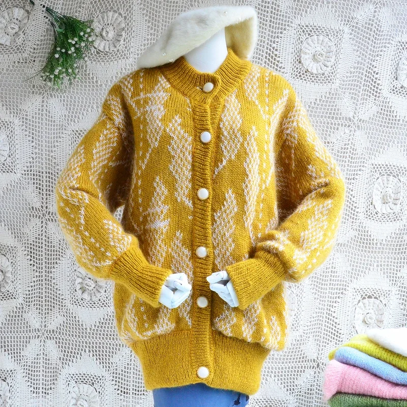 Женская осенне-зимняя одежда толстая теплая волосатая мохеровая шерсть из