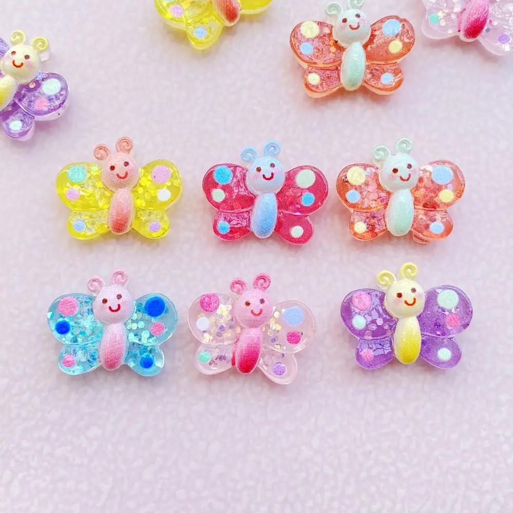 12 шт. новые милые резиновые Мультяшные цветные бабочки серия с плоской задней