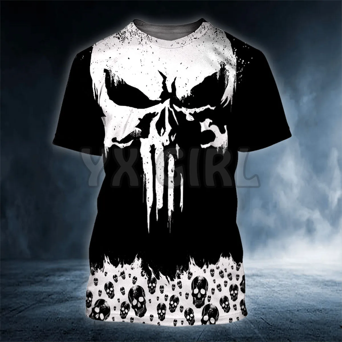 

2022 Summer Black White Punisher Skull Custom You Name 3D All Over Printed T Shirts Tee Tops shirts Unisex Tshirt
