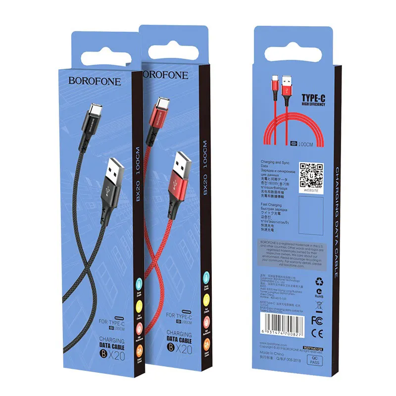 Кабель зарядное устройство USB BOROFONE BX20 Enjoy - Type-C 2А 1 м красный | Мобильные телефоны и