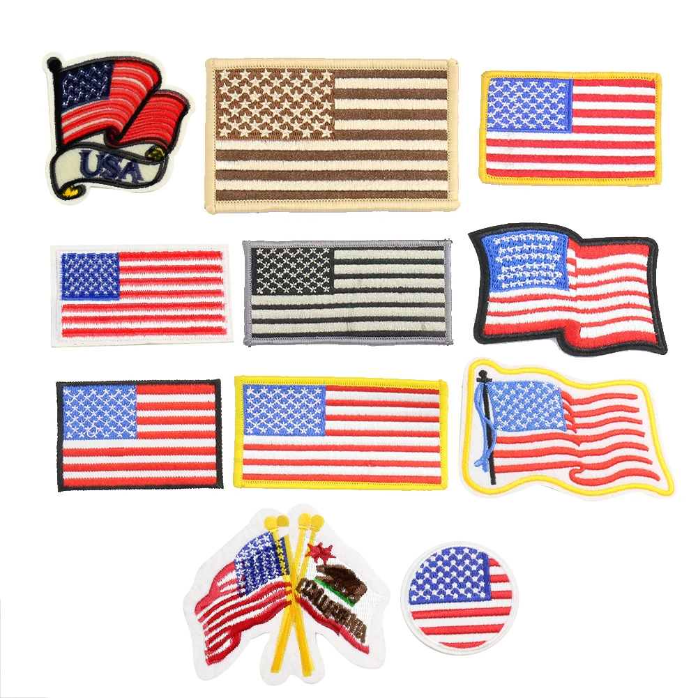 

2PCS Various Styles of American Flag Badges Clothing Decoration Accessories Handmade Patches Back Glue Embroidery Cloth Stickers