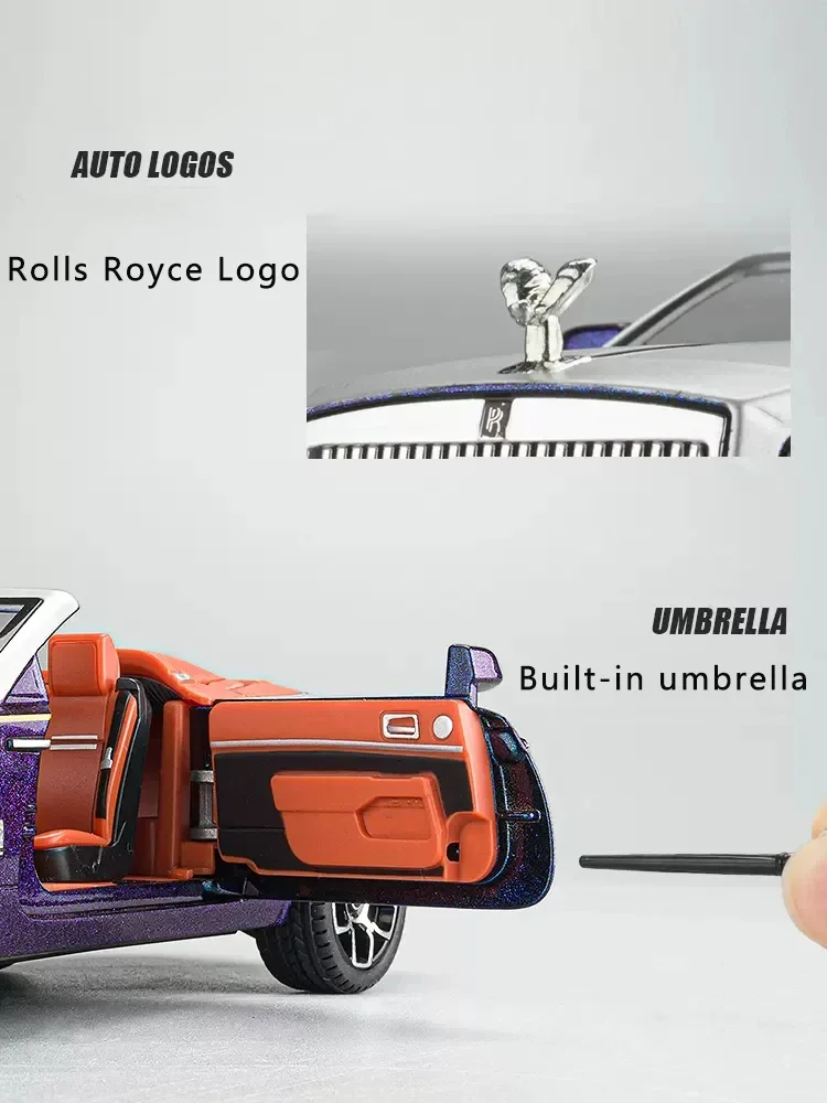 Модель автомобиля 1:24 Rolls Royce Dawn модель спортивного автомобиля-трансформера из
