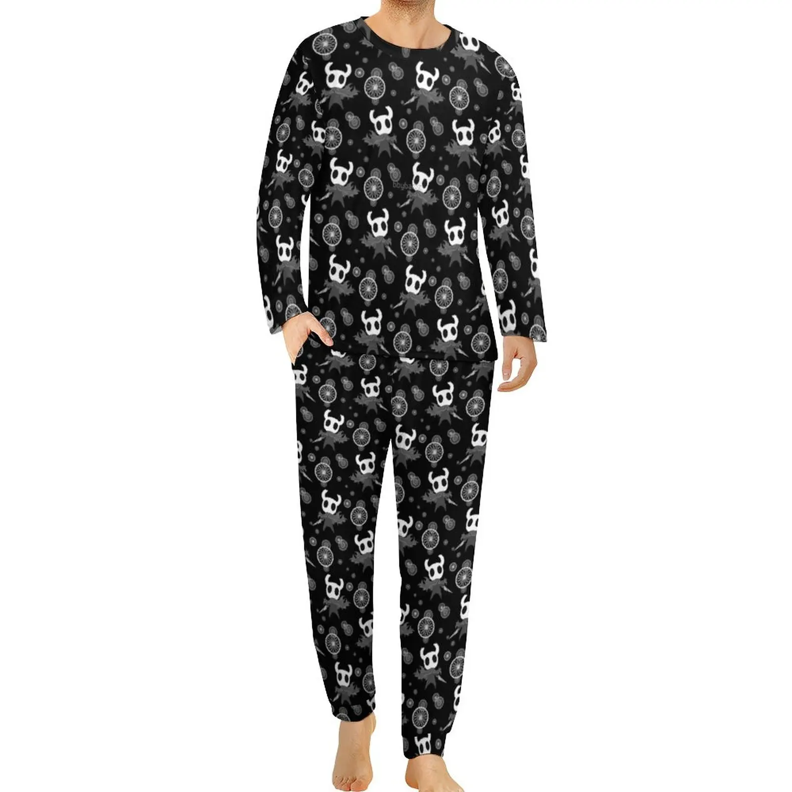 

Пижама В рыцарском стиле с вырезами, Мужская мягкая одежда для сна в стиле экшн-приключений, игры, Повседневная Пижама с длинным рукавом, комплект из двух предметов с графическим рисунком для спальни, 4XL, 5XL