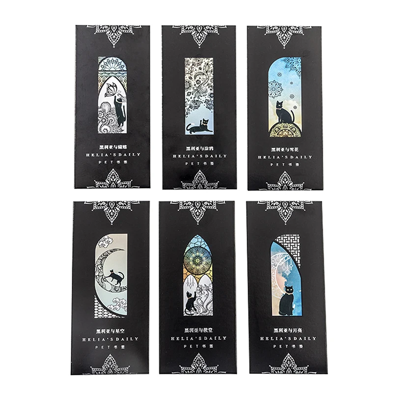 

6pcs/set Cute Black Cat Daily Series Bookmark Page Marker Stationery Supplies