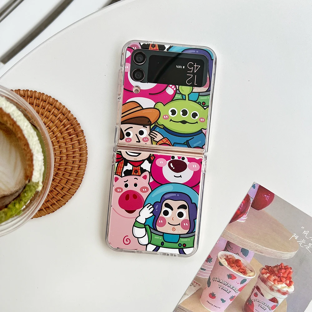 

Cute Disney Toy Story Buzz Lightyear Lotso Phone Case for Samsung Galaxy Z Flip 3 Z Flip 4 5G PC Hard Anti-drop Back Cover Funda