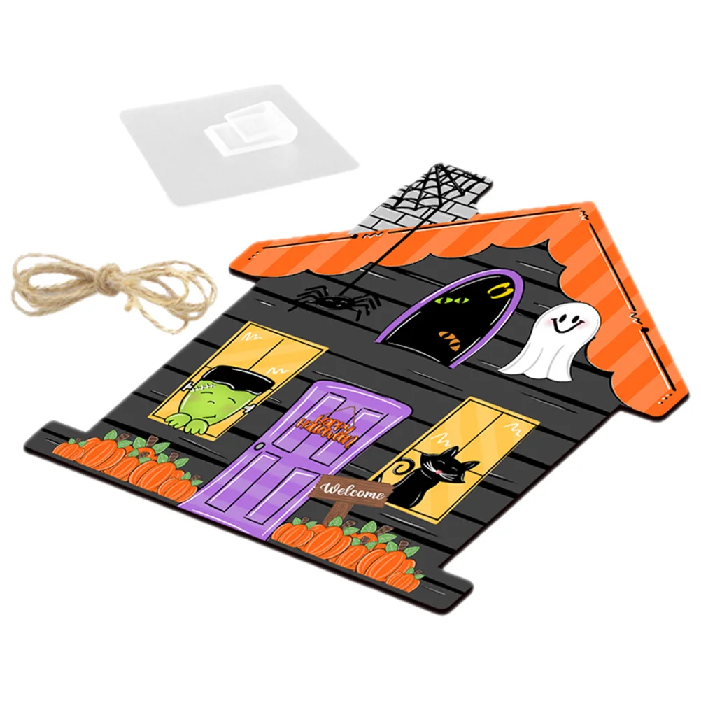 

Деревянный дверной знак на Хэллоуин, Подвесной деревянный знак замка, деревянная табличка для входной двери, домашний Уличный настенный Декор