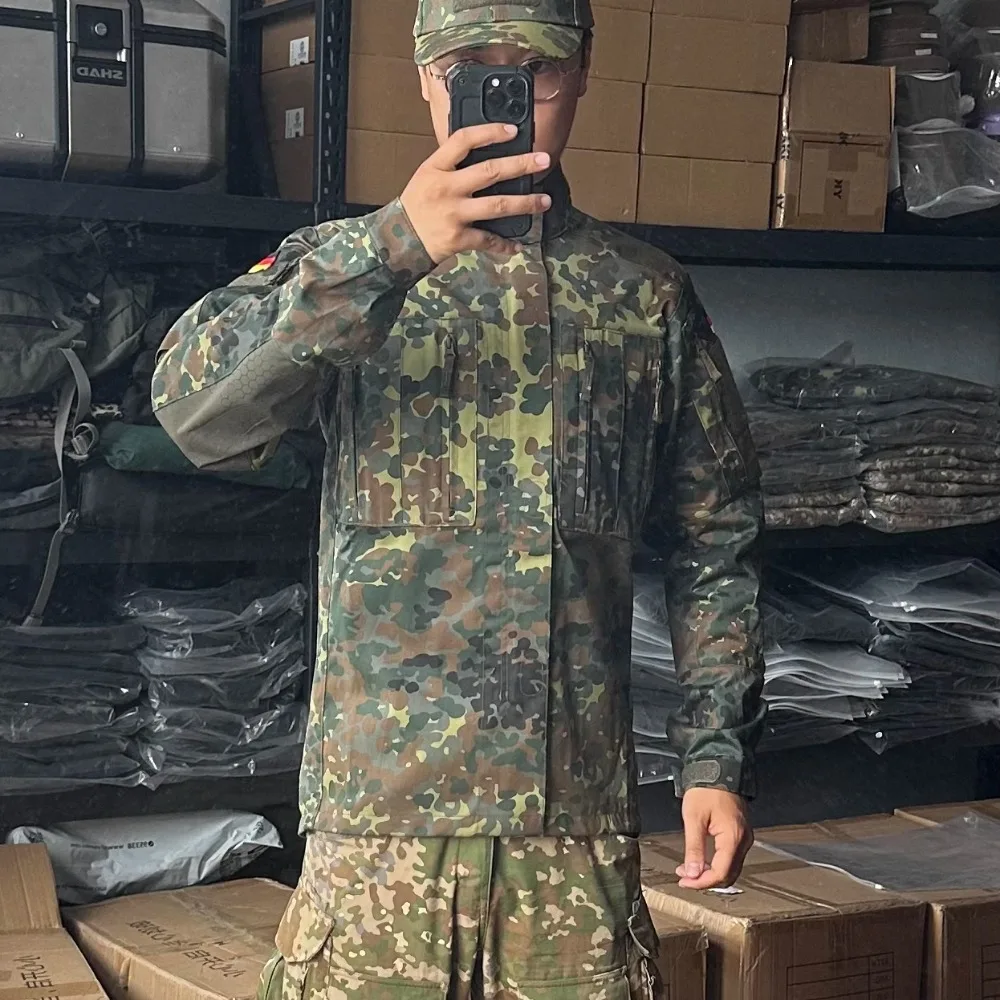 Фото Немецкая базовая футболка KSK, камуфляжная рубашка Flecktarn для активного отдыха, одежда для любой местности №3