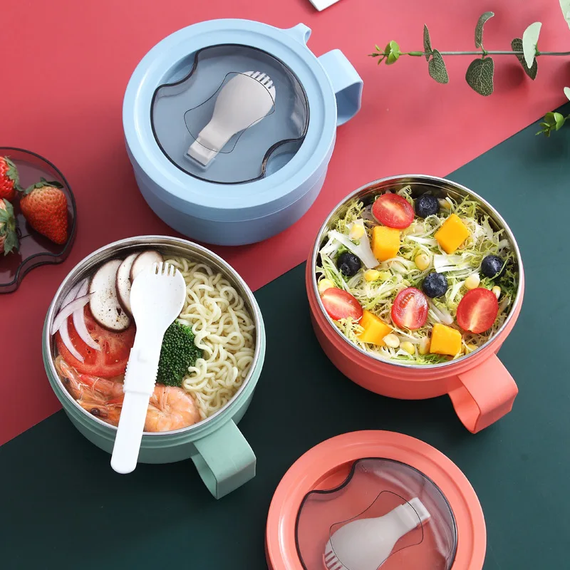 

Instant Noodle Bowl Lunch Box 850ML Stainless Steel Keep Warm Insulation Tableware Students School Thermal Lunch Boxes Container