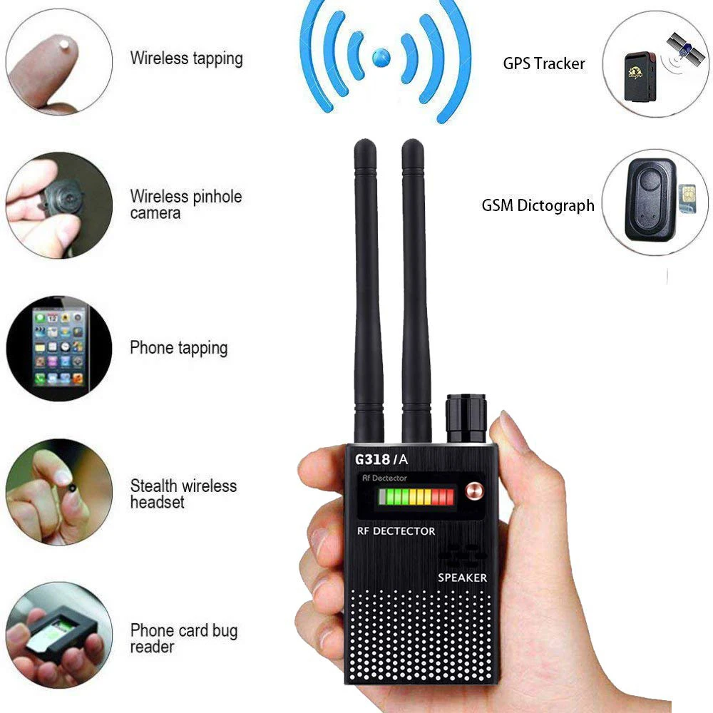 

Anti Spy RF Bug Detector Wireless Signal Detection Scanner Anti Wiretapping Detector Camera Len GPS Finder Gsm Tracker