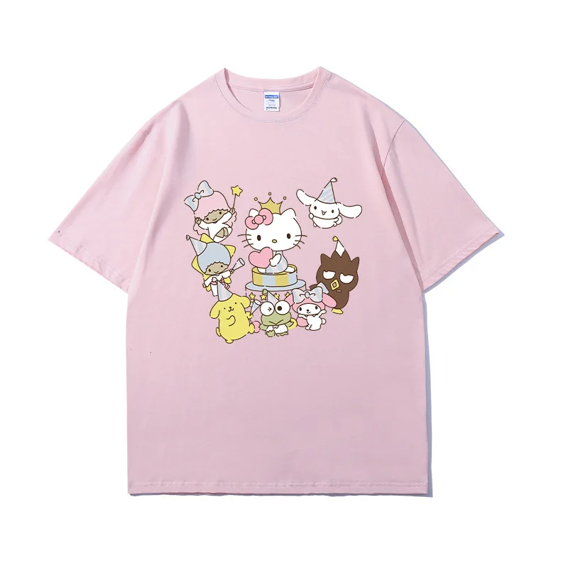 

Kawaii Sanrio Anime hellokittys series creativity Sense of design cute female Cinnamoroll Couple T-shirt Christmas birthday gift