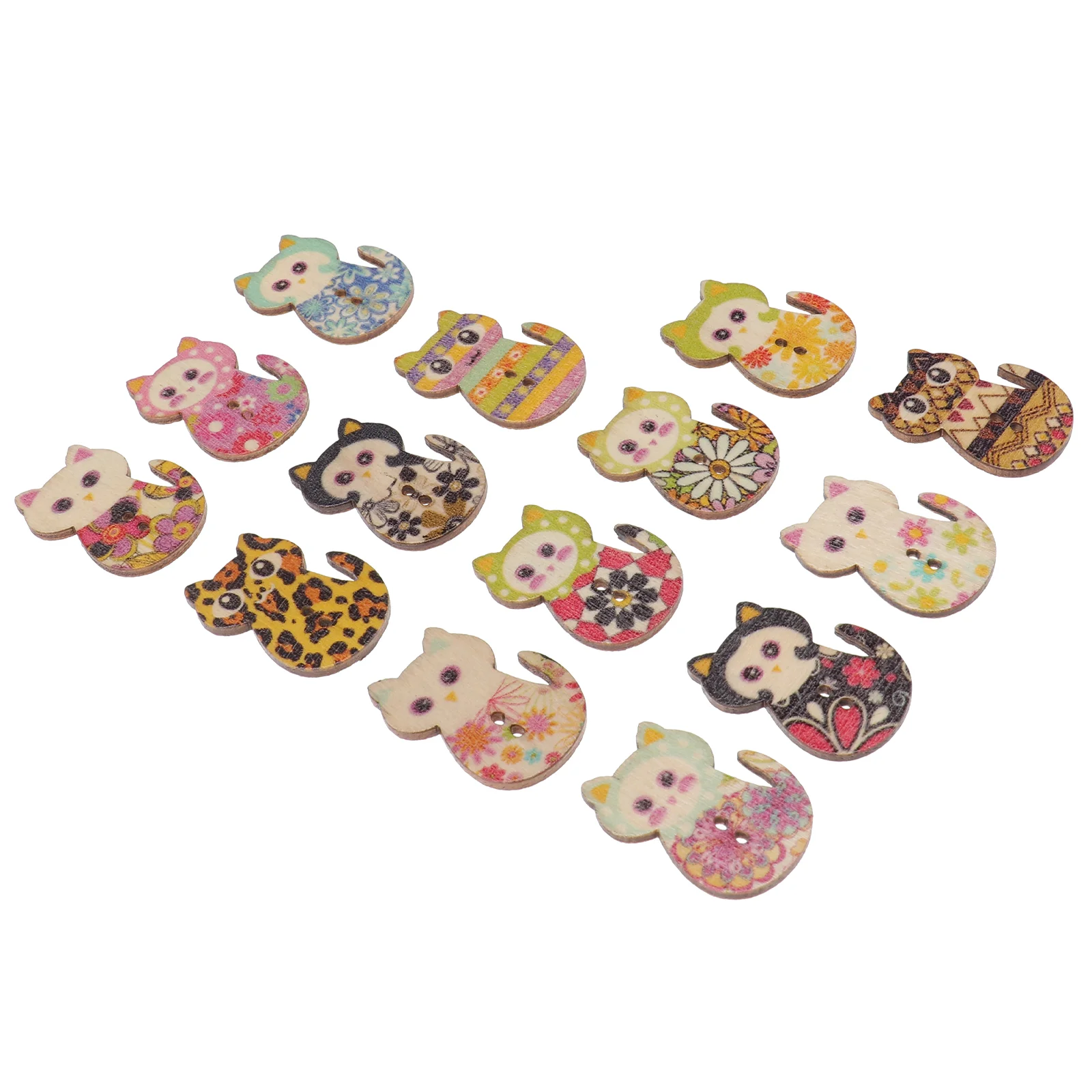 

Buttons Sewingwooden Crafts Cat Printing Wood Shaped Button Clothes Animal Large Fall Accessories
