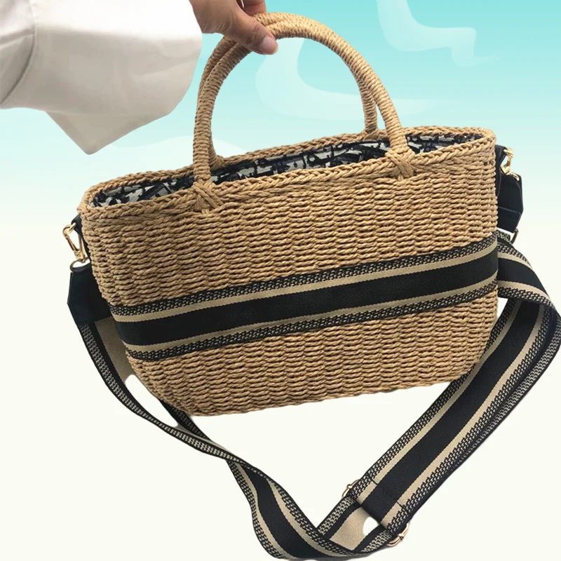 

Trend Summer Beach Ladies Weave Straw Bags High Capacity Weekend Travel Tote Handbag For Women 2022 Large Crossbody Shoulder Sac