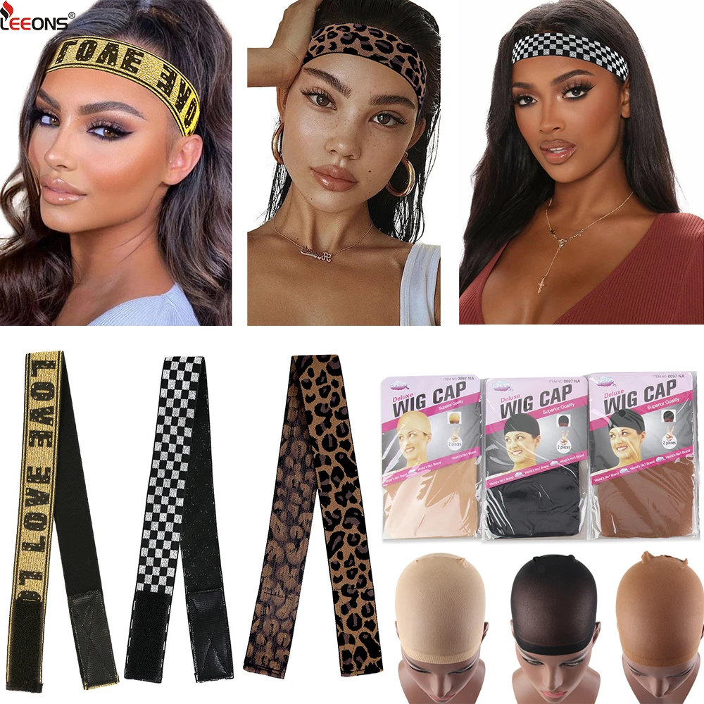 

1 шт., черные эластичные ленты для париков с 5 шт., темно-коричневые колпачки для париков