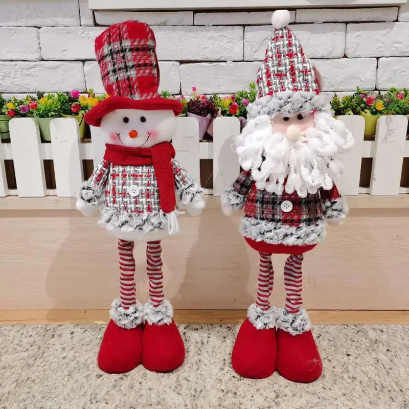 

Christmas Decorative Doll Christmas Day Decor Gnomes Plush Standing Santa Snowman Doll Stretchy Christmas Ornament For Home