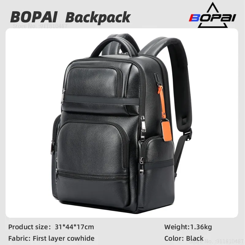 Бизнес-рюкзак BOPAI кожаный рюкзак мужской большой вместимости сумка для