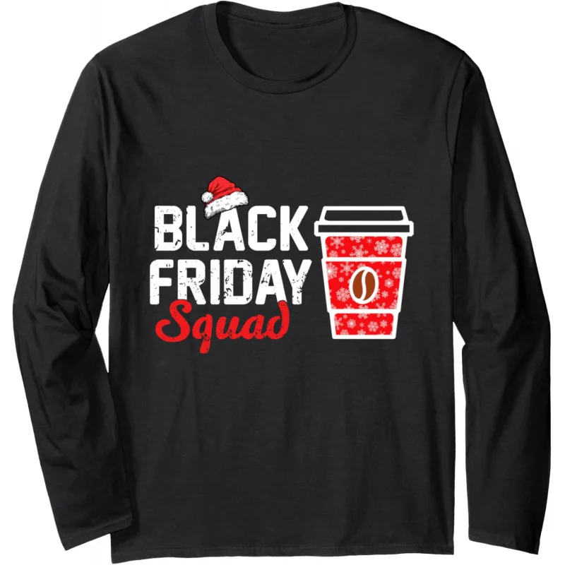 Интересный рождественский топ с длинными рукавами Black Friday Squad Coffee
