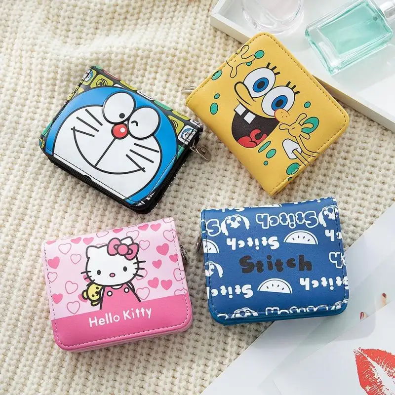 

2022, Губка Боб, Ститч, Doraemon, новая короткая модная кошелек, держатель для карт, милая аниме игрушка для студенток, подарок на день рождения