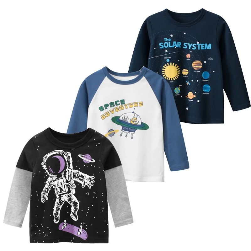 3PCS/Lot Kids T-shirt For Boys Long Sleeves Baby Clothes 100% Cotton Cartoon Sleep Wear Infant Children Clothing 2-7Y - - Цена: 1326.81