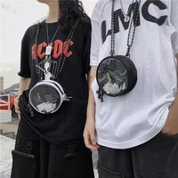 messenger bag mens hip hop street transparent mobile phone bag student ins trend personality one shoulder small round bags
