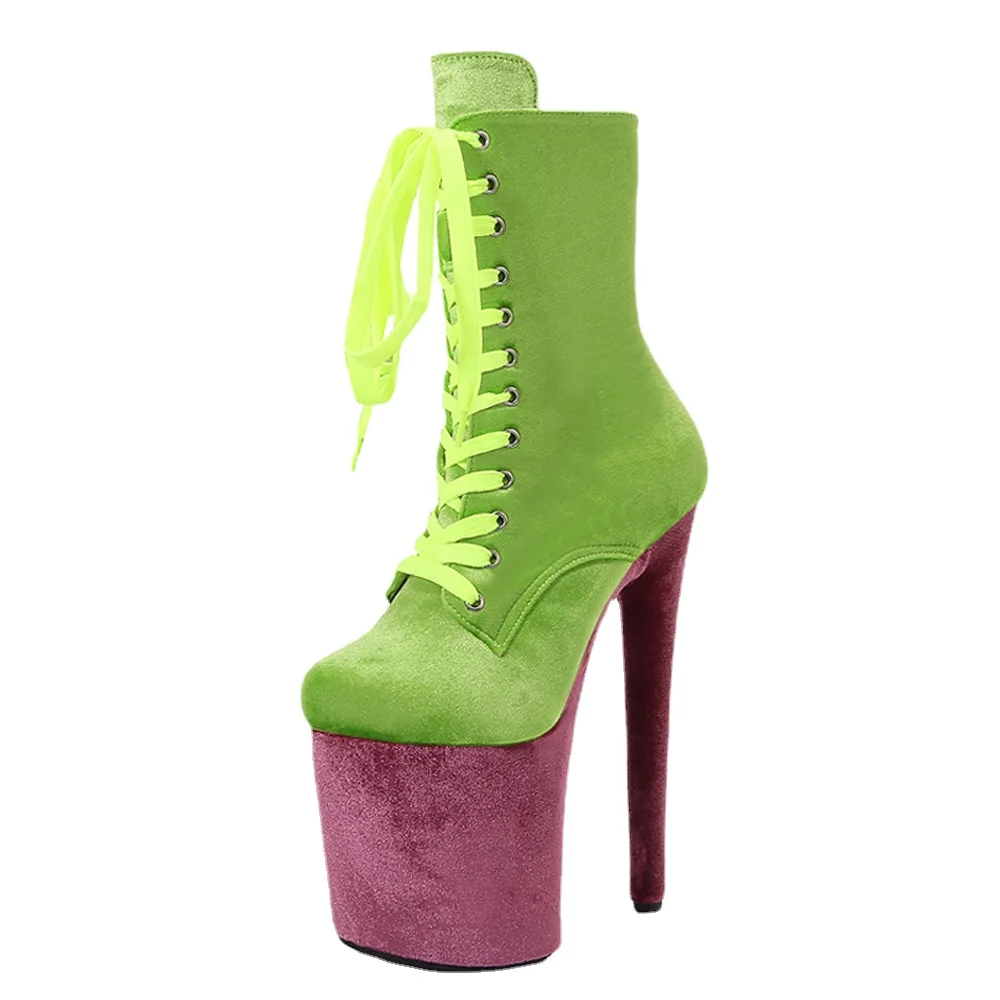 

2022 New Design 20CM Heel Suede Sexy Hate Day High Boots Round Toe Pole Dance High Heels Nightclub Model Catwalk Platform Shoes