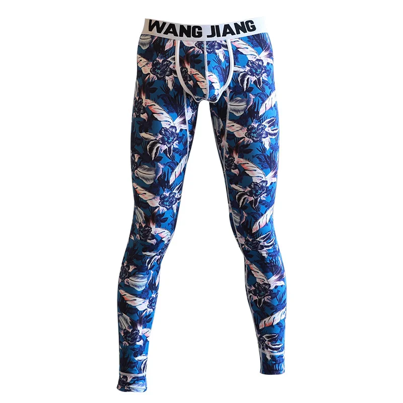

Men Long Johns Warm Pants Thin Elastic Low Waist Male Fashion Print Breathable Sexy Underwear Modal Tight Legging Bottoms