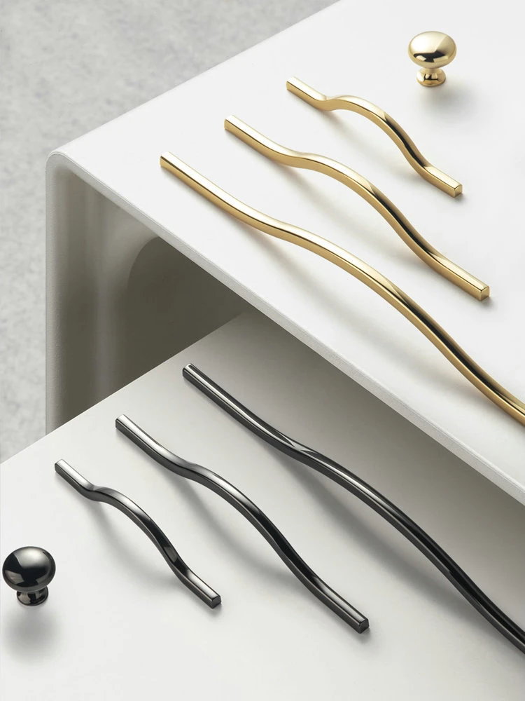 

Wardrobe Handle Luxury Modern Minimalist Cabinet Black and Gold Drawer Long Handle Cabinet Door Wardrobe Door Handle