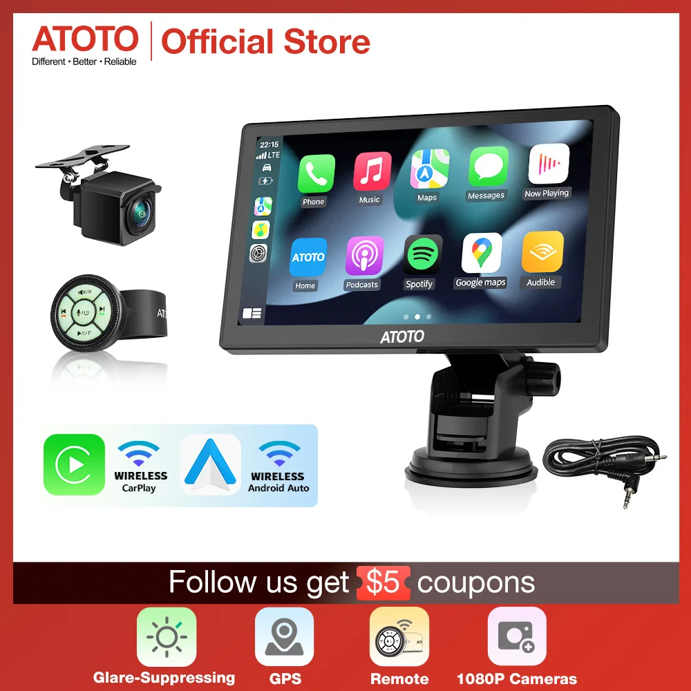 Автомобильный мультимедийный плеер ATOTO, универсальная стерео-система на Android, с 7-дюймовым экраном, Bluetooth, CarPlay, P8 Автомобильный мультимедийный плеер ATOTO, универсальная стерео-система на Android, с 7-дюймовым экраном, Bluetooth, CarPlay, P8