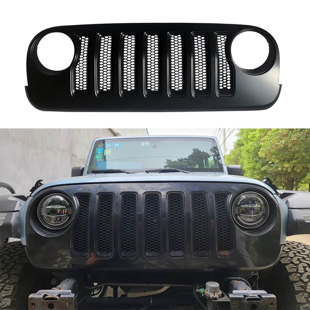 Фото Решетка радиатора Lantsun J373 ABS для Jeep Wrangler JK07-17, 1 шт., черная, в стиле JL, для передней части кузова, 1 шт., черная, в стиле JL №3