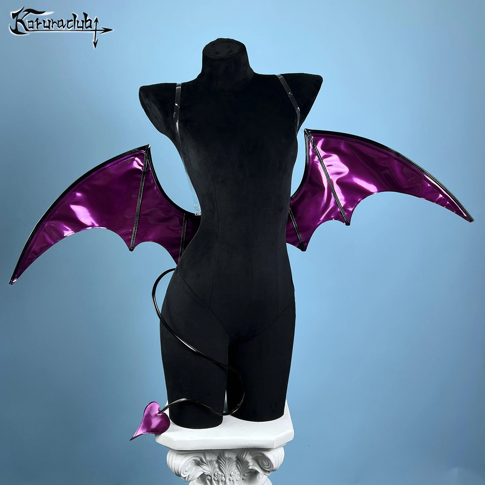Фото KORURACLUB Фиолетовый и черныйSuccubus Хэллоуин реквизит для косплея полиуретан маленькие крылья летучей мыши дьявола №5