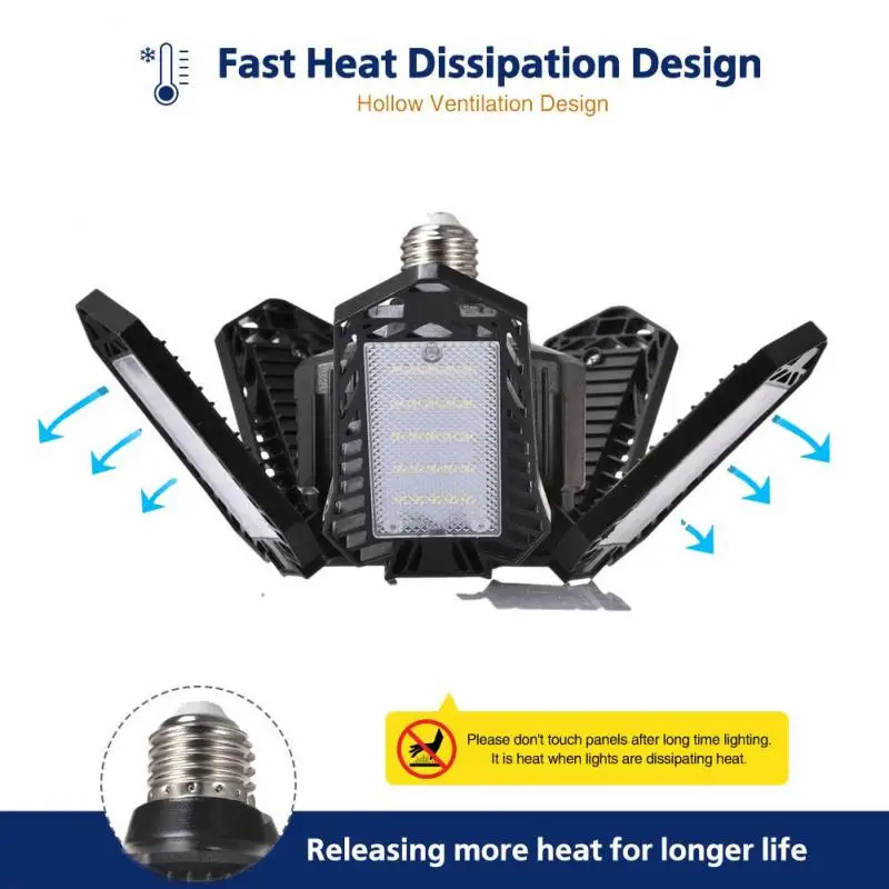 

E27/E26 8000LM Led Garage Lights Lamp Adjustable Deformable Bulb Ceiling Light For Shop/Storage/Warehouse Workshop Lighting