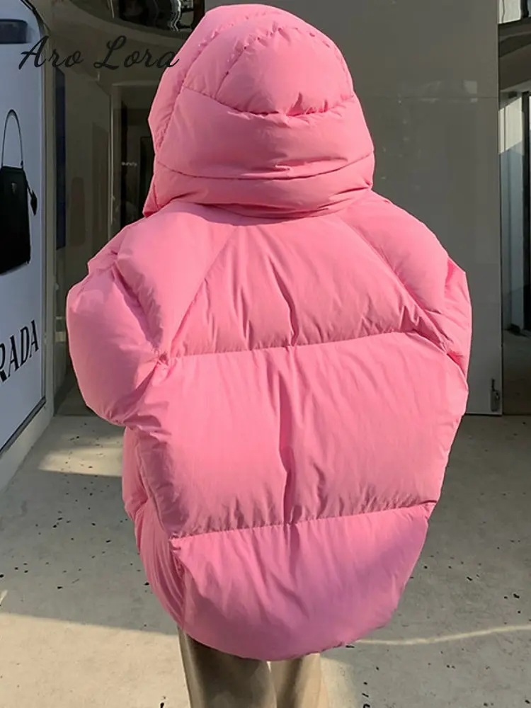 Women's Hooded Down Puffer Jackets 2022 Winter Warm Cotton Padded Parkas Loose Solid Thicken Female Coats Ladies Zippers Outwear