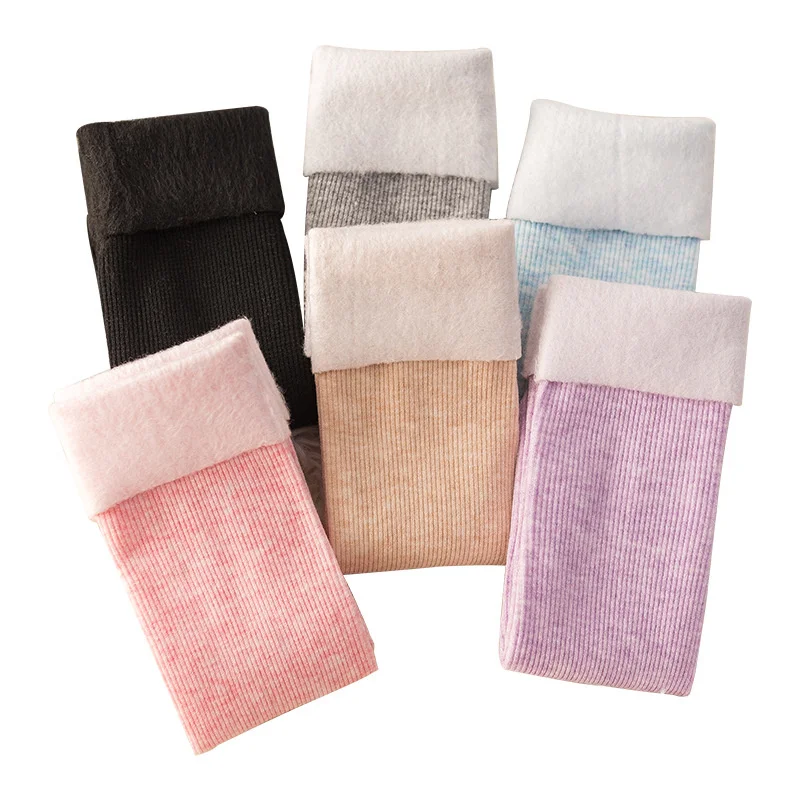 

Women Snow Thicken Thermal Socks Autumn-Winter Solid Color Plus Plush Cute Socks Female Ladies Home Velvet Warm Floor Sleep Sock